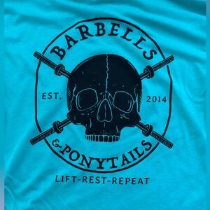 Womens Gym Crop Top Barbells & Ponytails. T-shirt. Skulls & Barbells